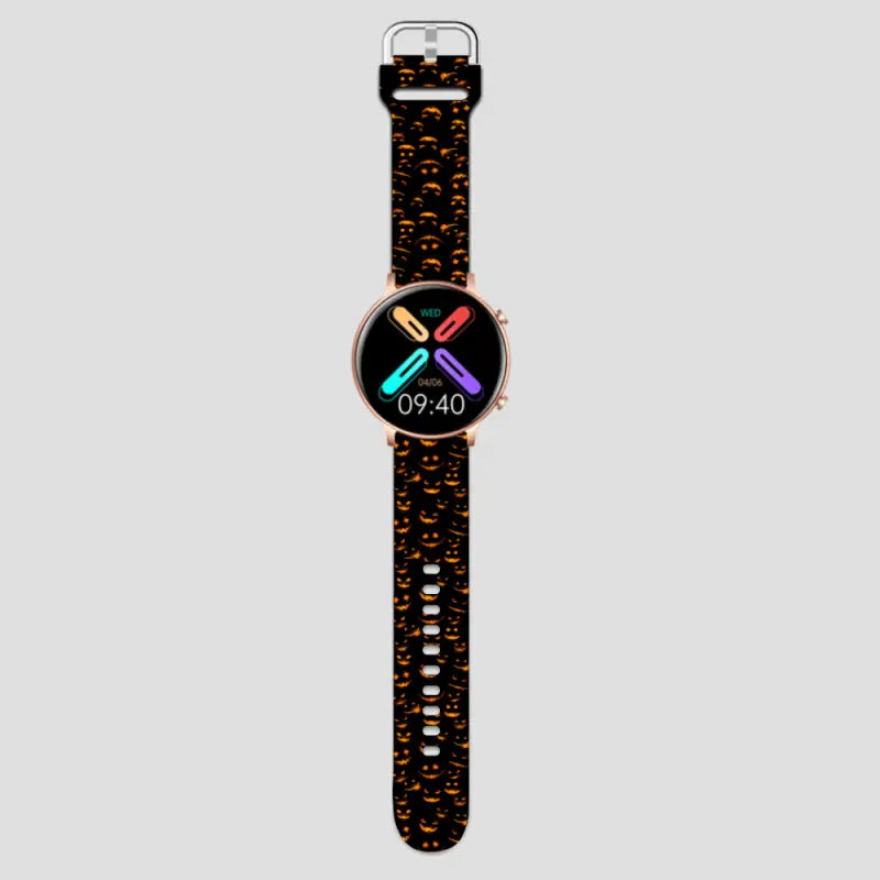 Smartwatch with a colorful display and patterned band for Halloween 20mm 22mm Universal Wristwatch