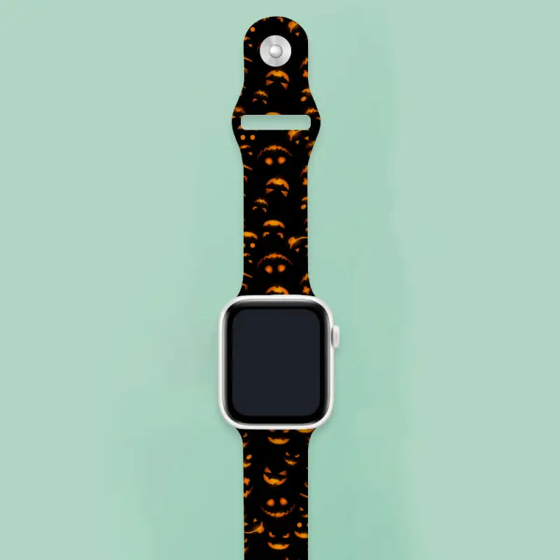 Halloween Apple Smartwatch Band with black and orange jack-o’-lantern strap design