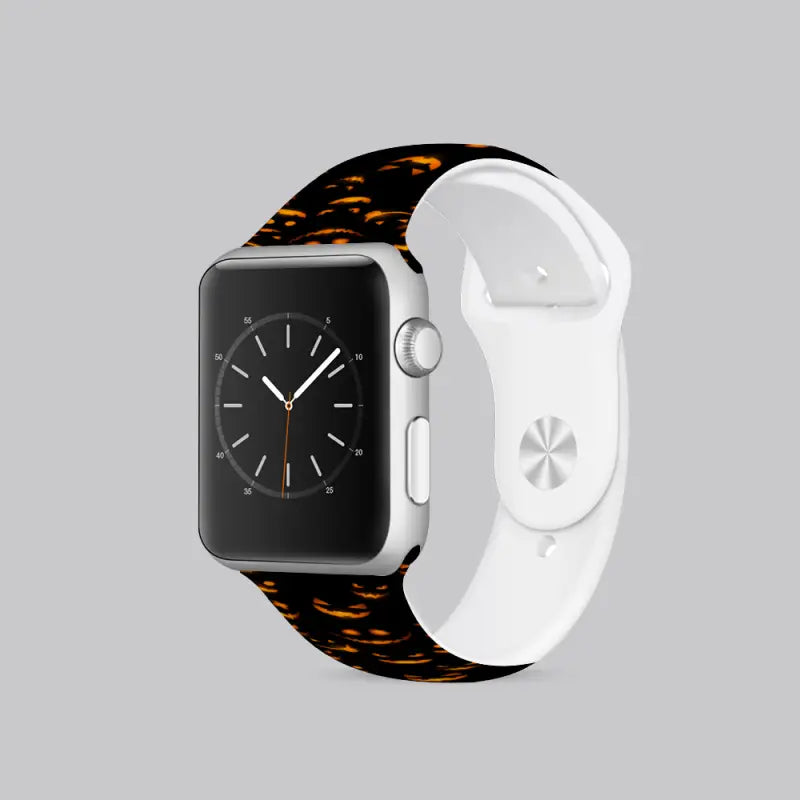 Smartwatch with a white band and tortoiseshell accent, perfect for Halloween Apple Smartwatch