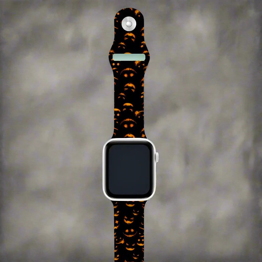 Black and orange crescent moon strap for a Halloween Apple Smartwatch Band