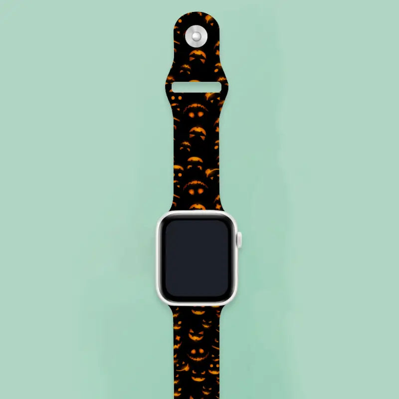 Halloween Apple Smartwatch Band with black and orange crescent moon pattern