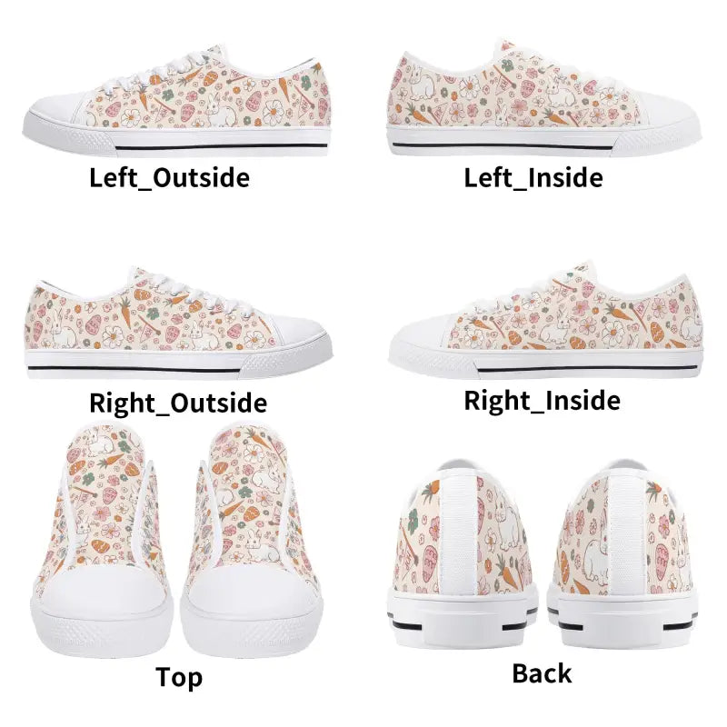 White canvas Easter sneakers with floral and butterfly print, perfect for a stylish boho look