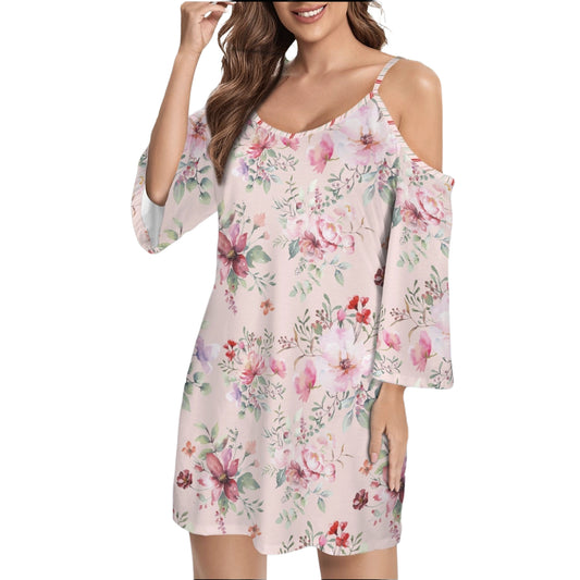 lightweight blush floral shift dress full front