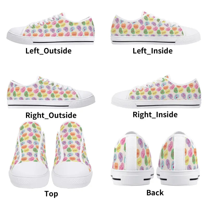 White canvas sneakers with colorful butterfly print from Love at First Step Candy Hearts Sneakers