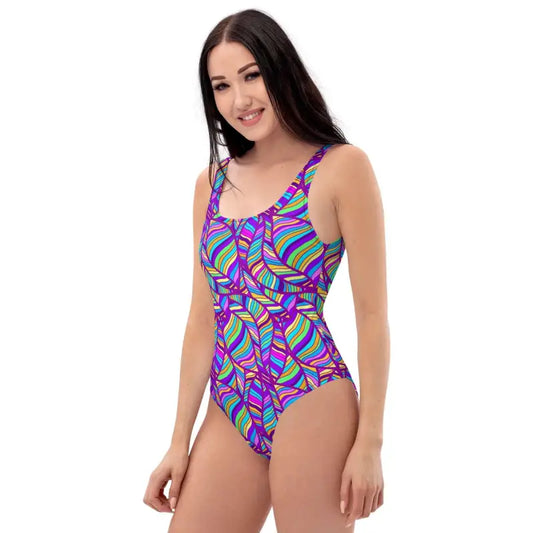 Purple Geometric One-Piece Swimsuit - Ladybug Designs