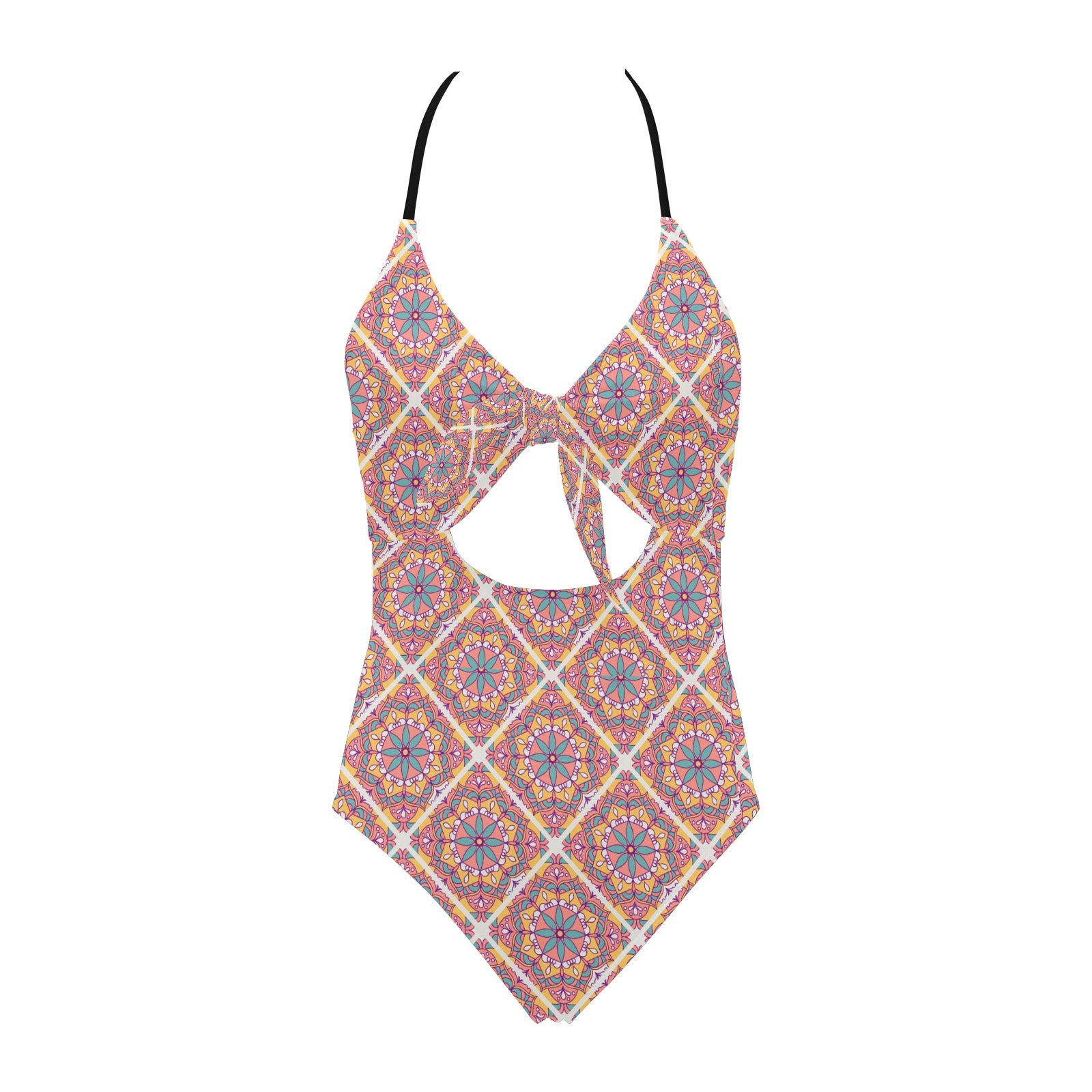 mosaic print swimsuit flat lay front
