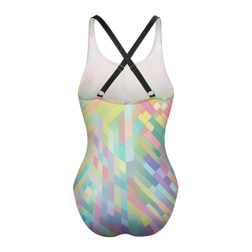 one piece swimsuit back adjustable strap view