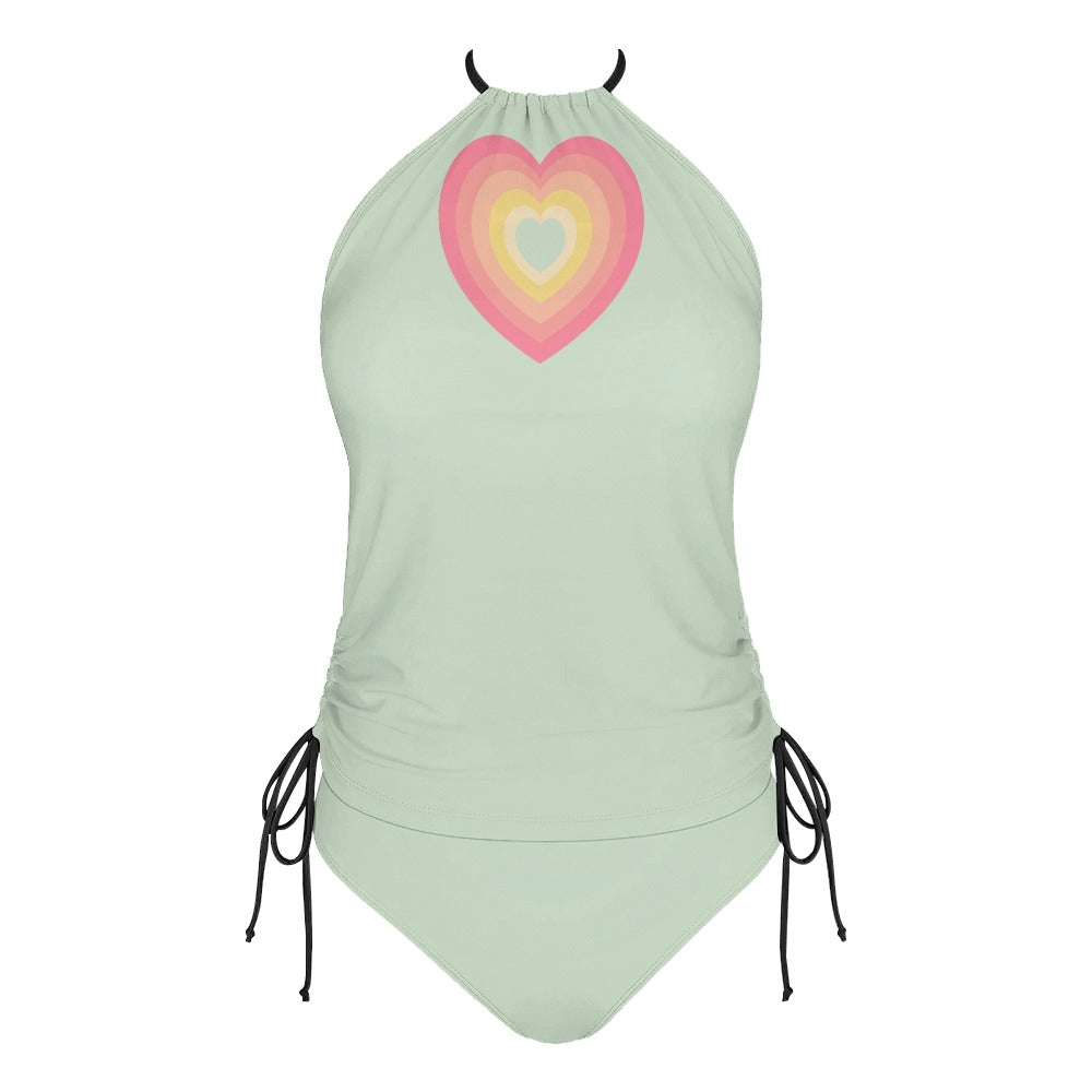 pastel heart tankini flat lay front