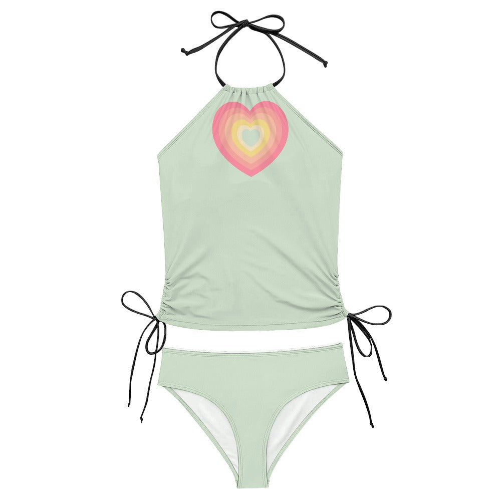 pastel tankini set front and bottom view