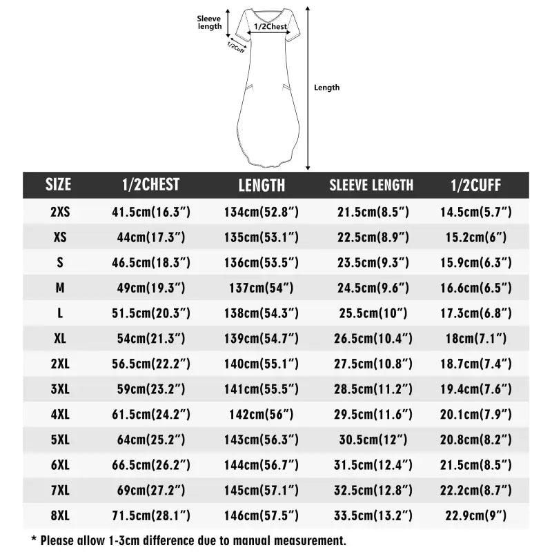 Size chart for Womens Peach Floral Short Long Maxi Dress Adventure measurements