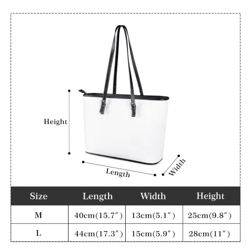 White tote bag with black trim, adjustable handles, perfect for a personalized shoulder tote