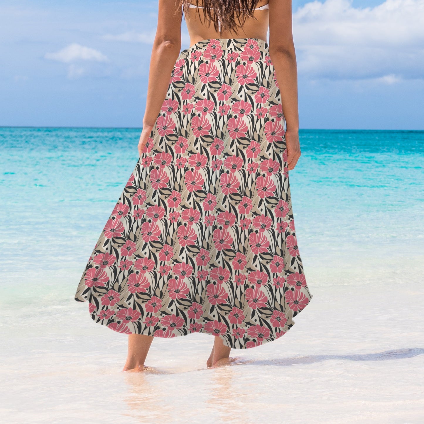 pink floral sarong back full length