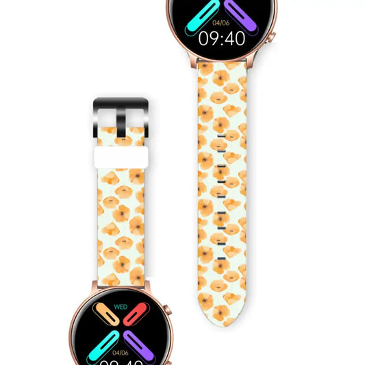 Smartwatch with white strap and popcorn pattern from Poppy Universal Wristwatch Band