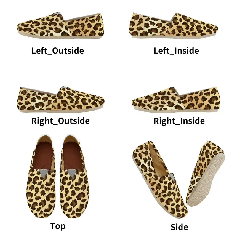 Womens leopard print slip-on shoes from multiple angles, perfect for casual style