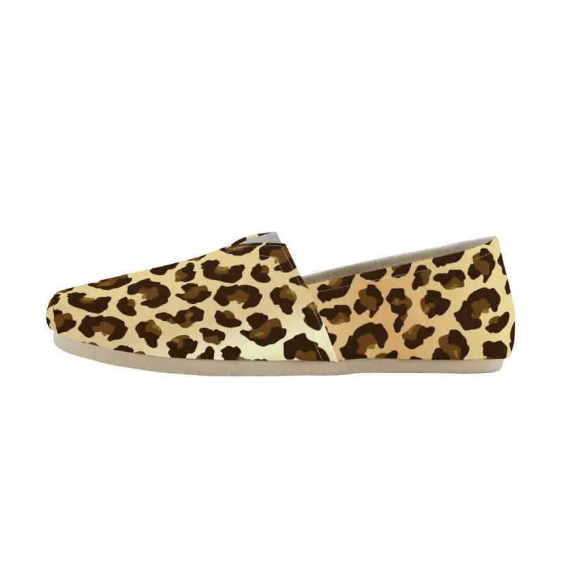 Womens leopard print slip-on shoe for stylish, casual street wear with a flat sole