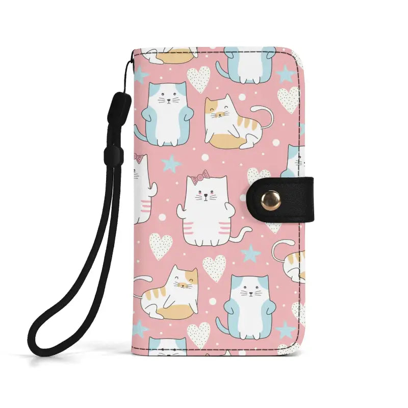 Cute cat pattern on a pink background for the Purrfectly Pink Cat Wallet Phone Case