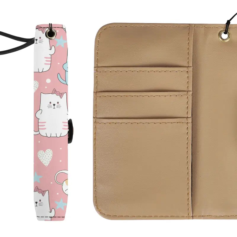 Purrfectly Pink Cat Wallet Phone Case with detachable cat strap for feline fanatics