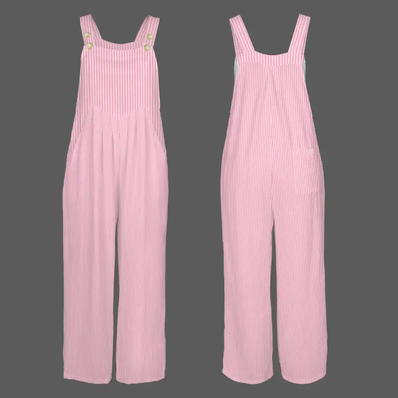 Stylish pink striped jumpsuit with wide legs, perfect for rocking any town!