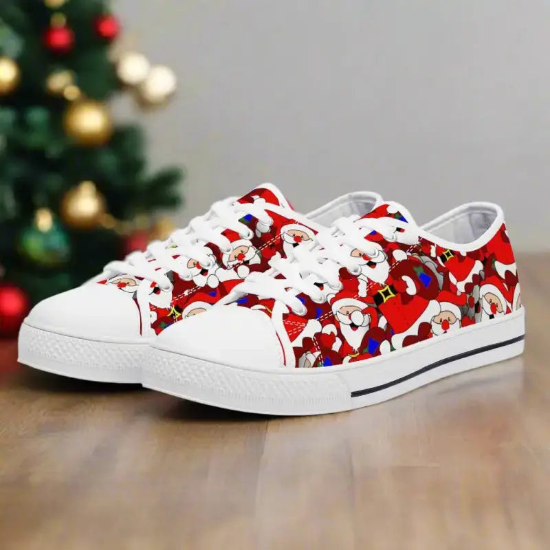 Festive Santa Christmas sneakers with laces, perfect for holiday fun