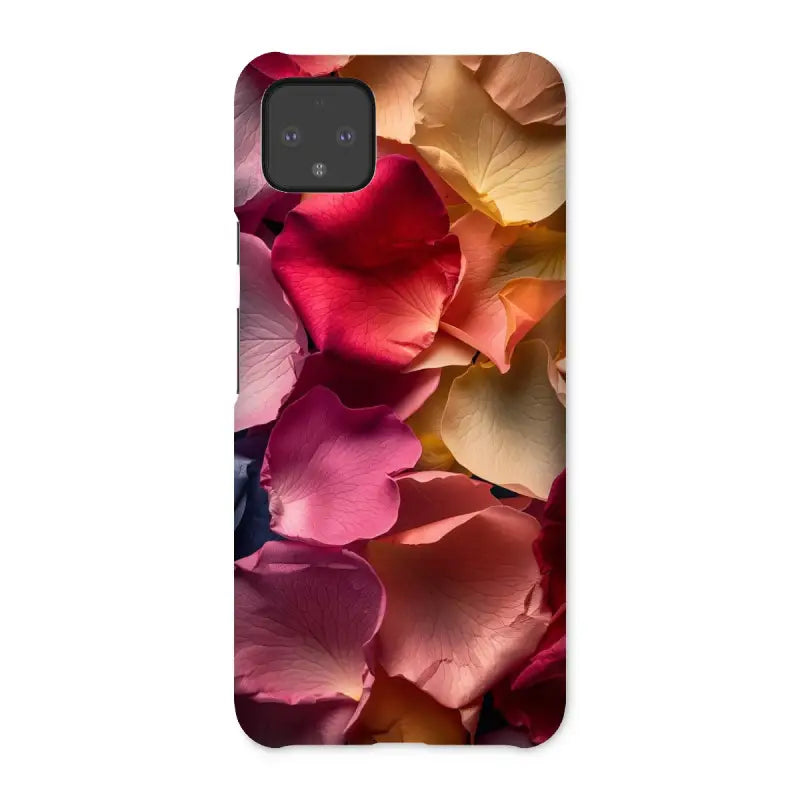 Colorful floral petal design on a Rose Snap Phone Case for Samsung Galaxy S20 and Google Pixel