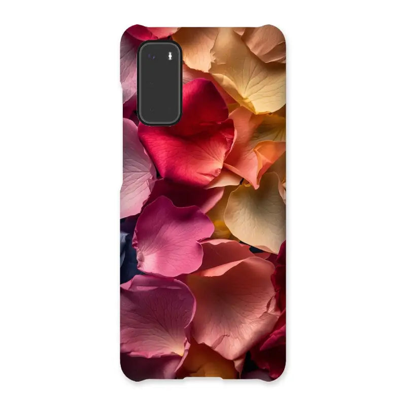 Colorful floral petal design on a Rose Snap Phone Case for Samsung Galaxy S20 and Google Pixel