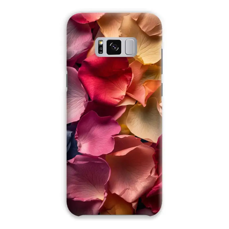 Colorful flower petal design on a Rose Snap Phone Case for Samsung Galaxy S20 and Google Pixel