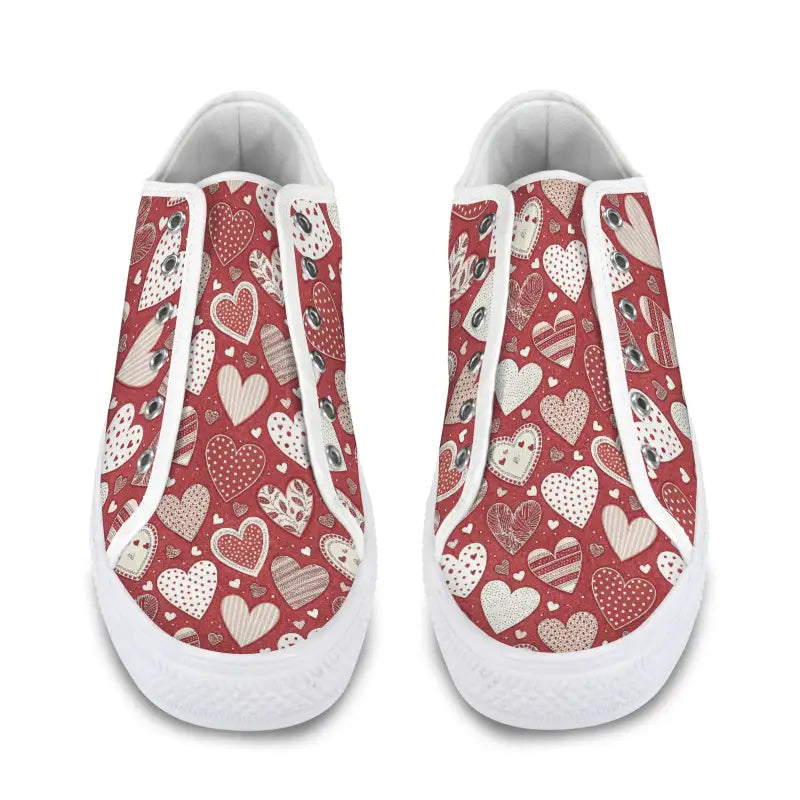 Red Seattle Low boho slip-on sneakers with heart patterns for dresses