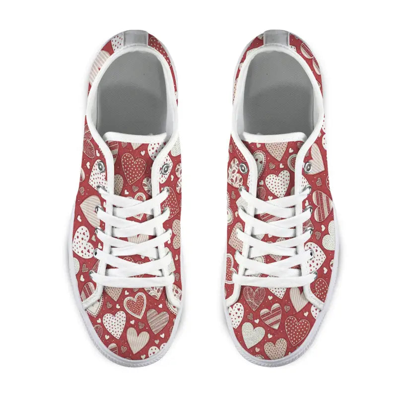 Red Seattle Low sneakers with boho hearts for chic dress days