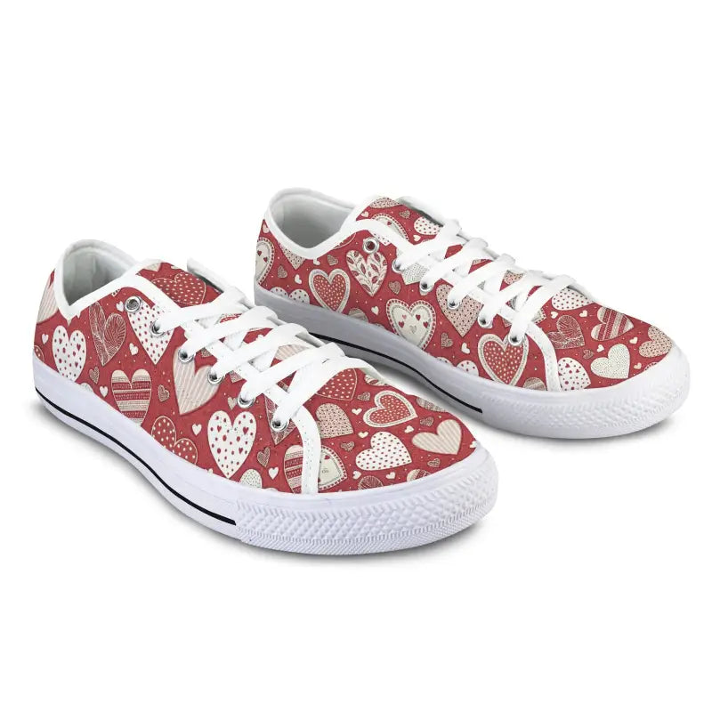 Red Seattle low top sneakers with boho heart pattern for dresses