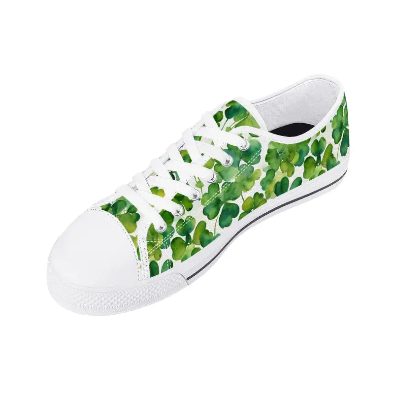 White canvas shamrock sneakers for ladies, perfect for Paddy’s Day fun and style