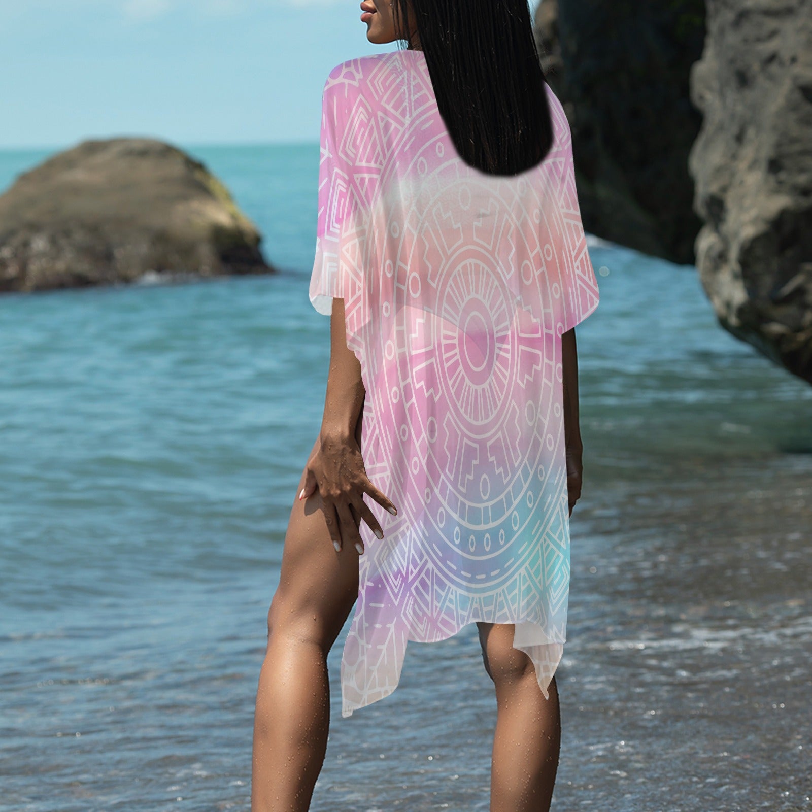 sheer chiffon beach cover up back view