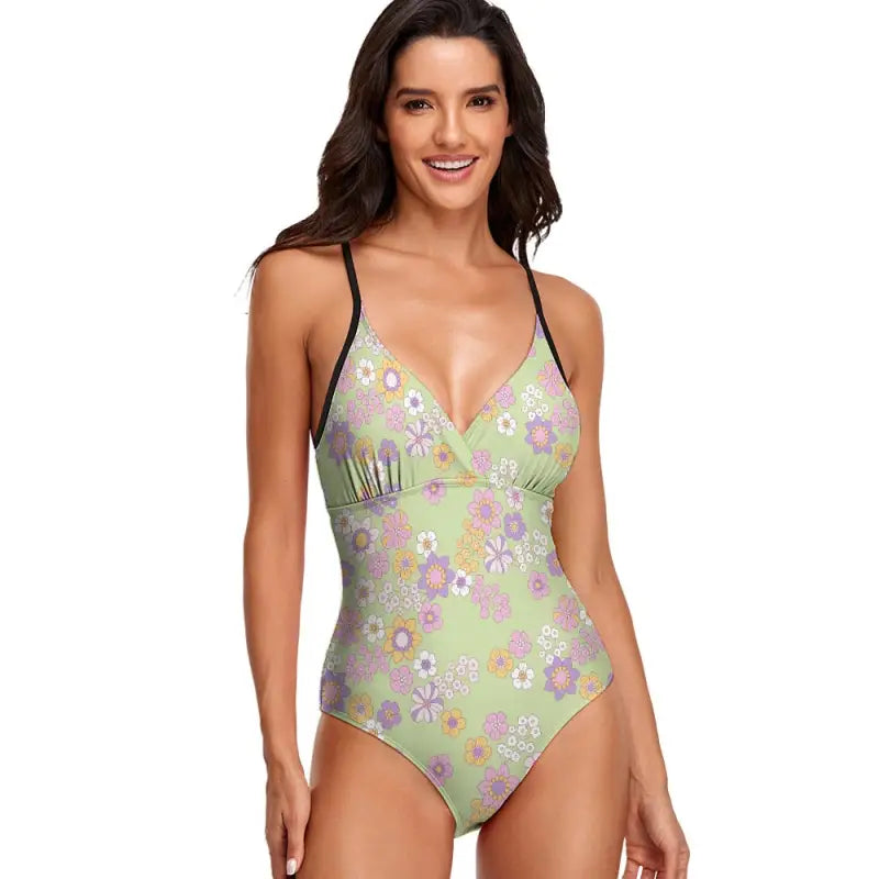 Floral boho one-piece swimsuit from Snag This, perfect for fun beach days!