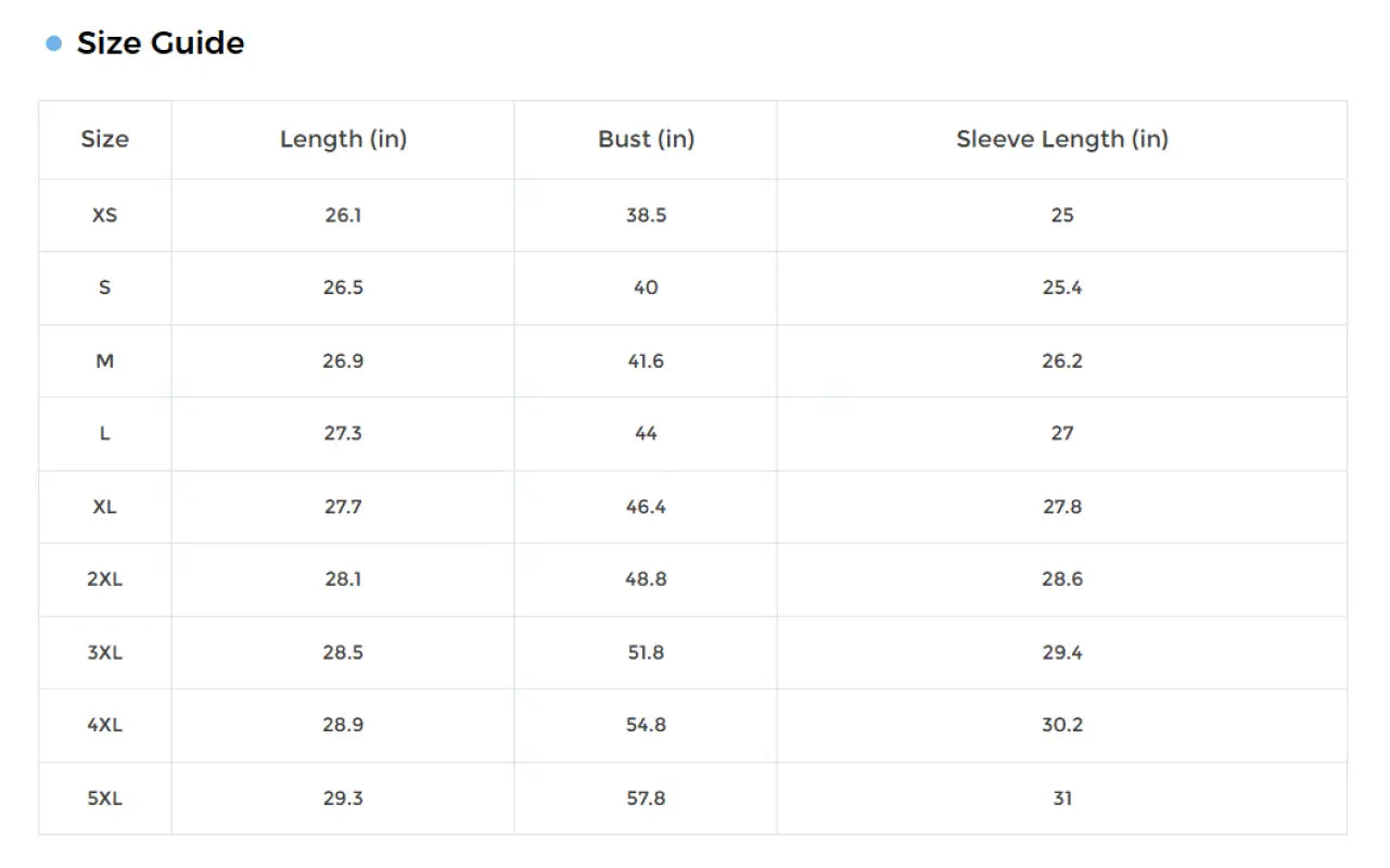 Size guide chart for Snuggle Up in the Enchanting Purple Floral Top from XS to 3XL