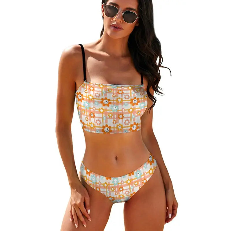 Floral-patterned two-piece swimsuit, Soft and Snazzy Bikini, comfy fit that wows with 32 cm shorts