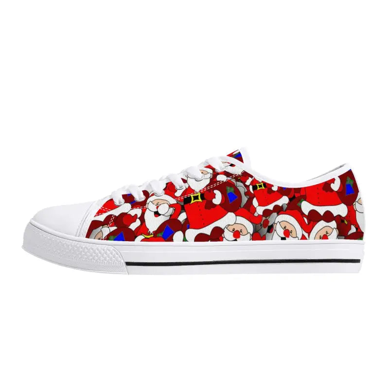 Santa Christmas Sneakers with a fun Santa Claus pattern for festive holiday vibes