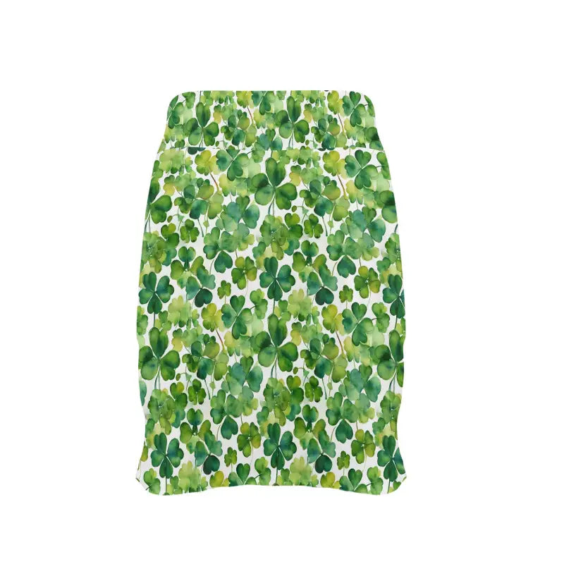 Pencil skirt featuring a fun green shamrock pattern from the Women’s Shamrock Golf Skort