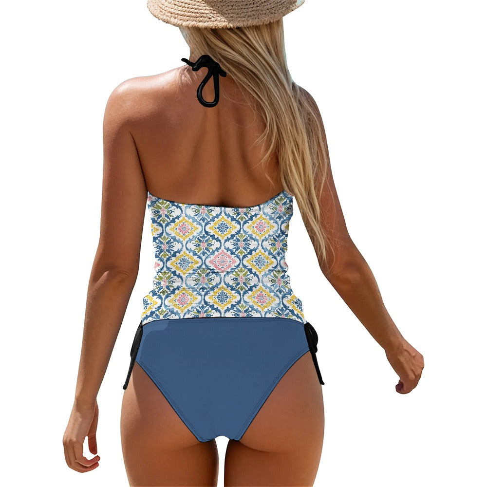 tankini swimsuit back view halter tie