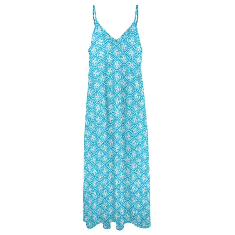 turquoise mosaic pattern maxi dress product view