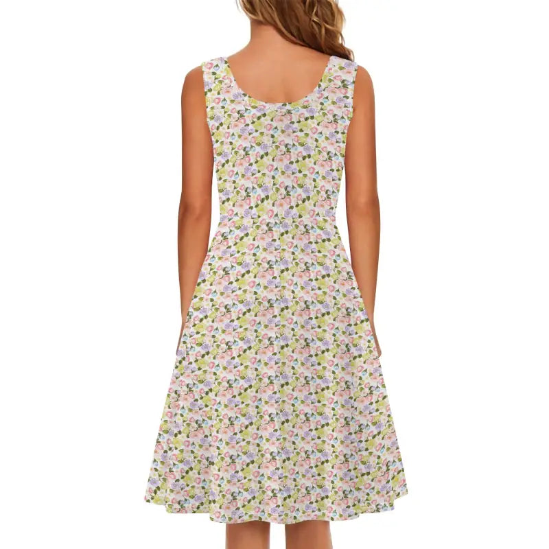 Sleeveless floral wrap sundress with flared skirt for cute cottagecore vibes