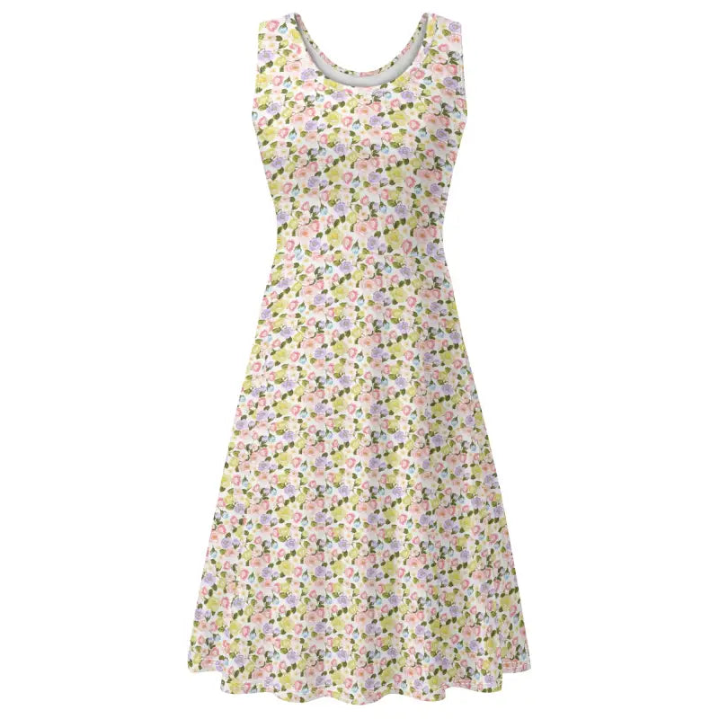 Sleeveless floral print wrap sundress for dreamy Cottagecore vibes in your garden