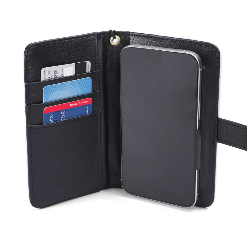 Stylish Black Leather Wallet Phone Case with Card Slots from Unicorn Wallet Phone