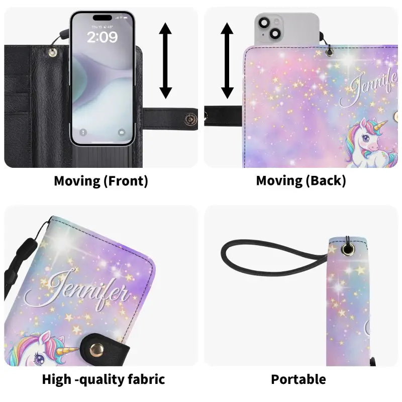 Customizable Unicorn Wallet Phone Case with Galaxy Design for a Unique Style