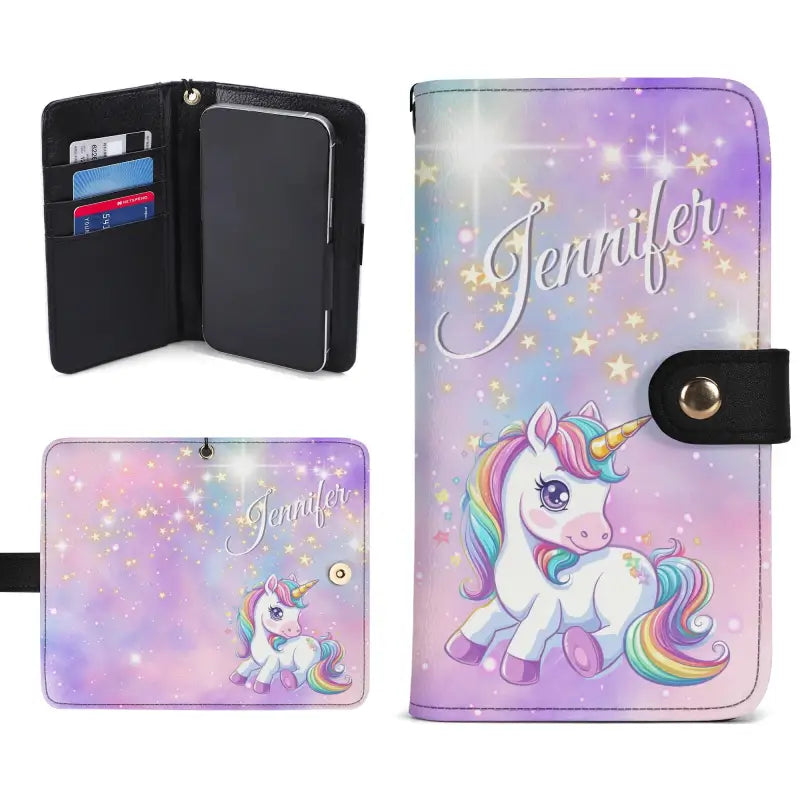 Personalized unicorn wallet phone case in pastel galaxy design for Jennifer