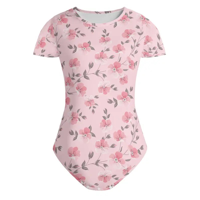 Pink floral bodysuit with short sleeves from Where Fashion Blooms collection