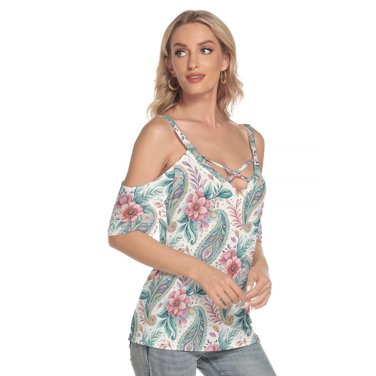women's floral paisley blouse side view