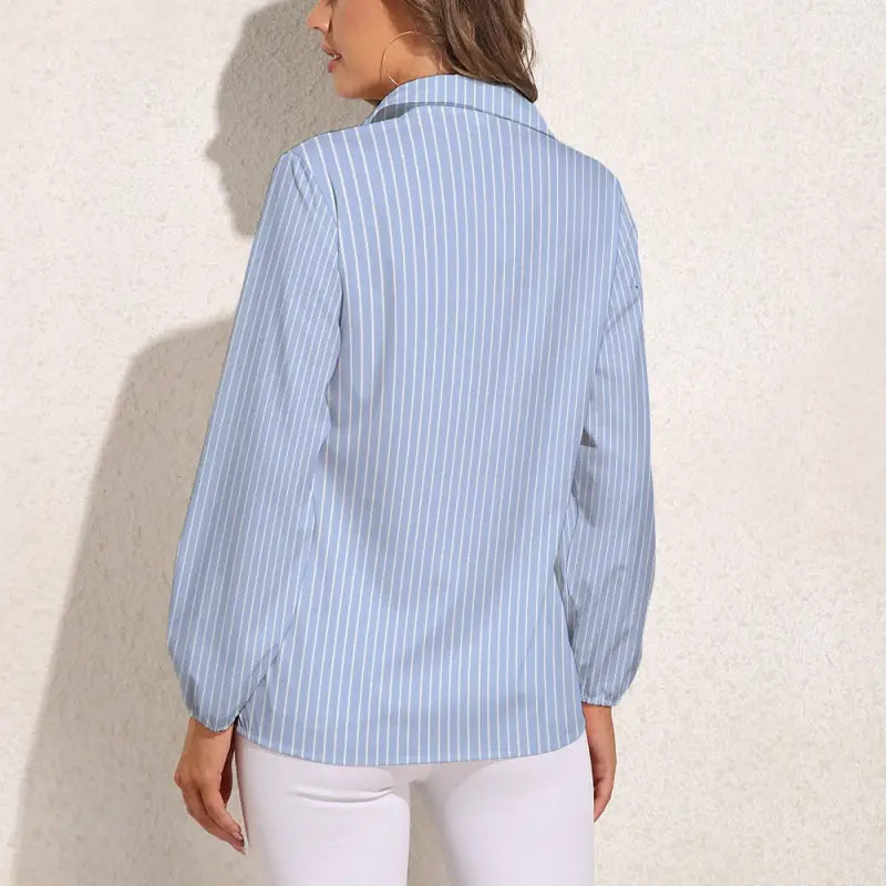 Light blue pinstriped women’s blue striped blouse for effortless elegance