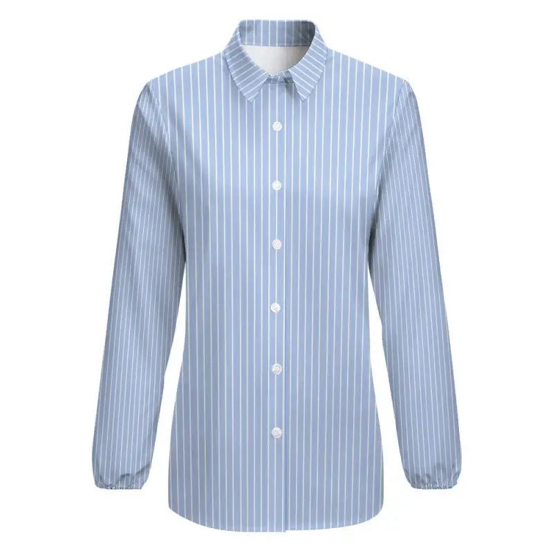 Light blue striped button-up dress shirt, perfect women’s blue striped blouse for effortless elegance