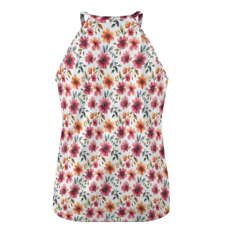 Sleeveless floral crew neck top perfect for summer and beach outings