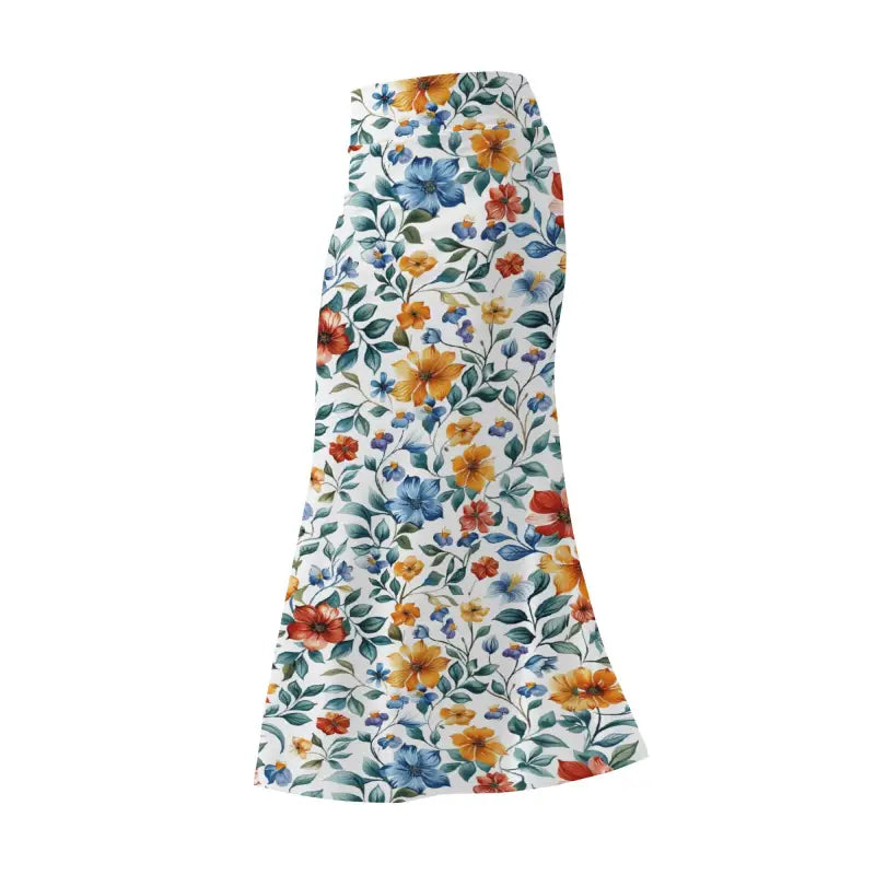 Womens Floral Fit and Flare Maxi Skirt with a flowing silhouette and vibrant patterns