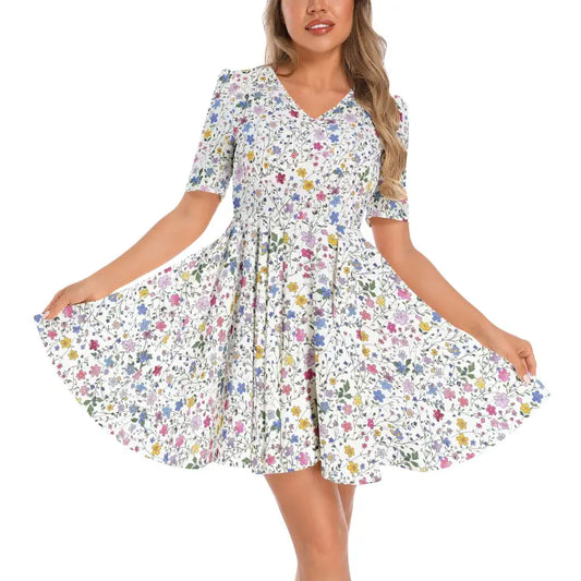 Women’s Floral Milkmaid Short Sleeve Dress perfect for garden parties and sunny days